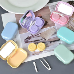 ELECDON Contact Lens Case with Mirror 6 Pack, Portable Contact Lens Storage Soaking Case, Contact Lens Box with Contact Lens Tweezers Stick Tool, Contact Lens Container with L and R Caps