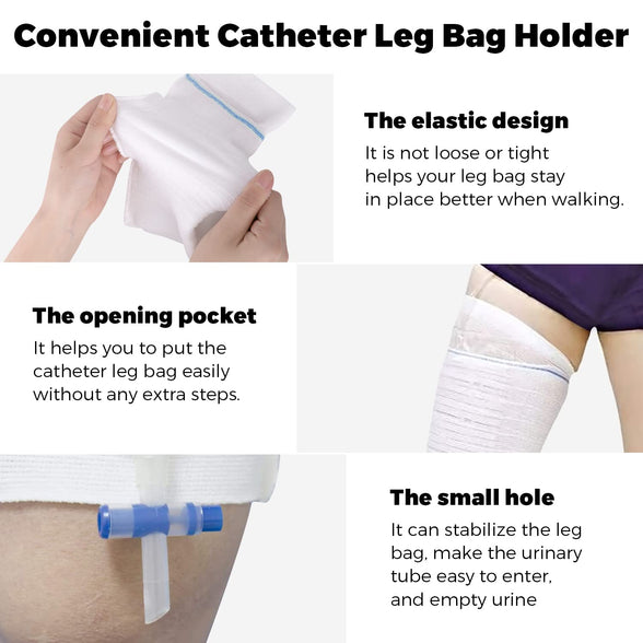 Urine Leg Bag Holder Fabric Catheter Bag Holder Stay in Place Catheter Sleeve Washable Foley Bag Catheter Holder for Men or Women Wheelchairs, 3 Packs, X-Small