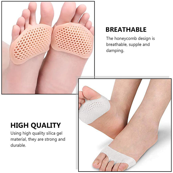 Healifty 12Pcs Forefoot Pads Silicone Toe Pad Toe Top Sock No Show Toe Liner Covers Not Slip Forefoot Metatarsal Socks Foot Toe Cushions for High Heels Flats Sandal