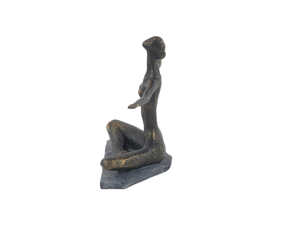 Deco 79 Modern Polystone Yoga Sculpture, 14" X 5" 11", Brass