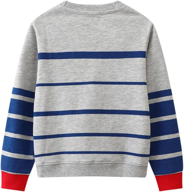 Toddler Boys Sweatshirts Kids Cotton Long Sleeve Crewneck Pullover Cartoon Print Shirts 2-7T