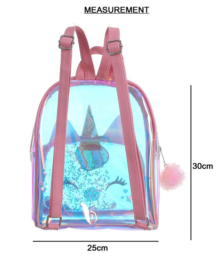 Bags for Girls Kids – Unicorn Multicolor School Transparent Jelly Shine 4D Backpack