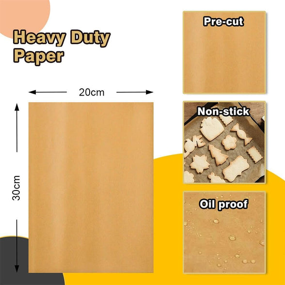 Goodern 100Pcs Baking Parchment Paper,Double Sided High Temperature Resistant Non-stick Barbecue Paper,Heavy Duty Unbleached Baking Paper,Baking Silicone Oil Paper for Baking Cooking Grilling-20*30cm