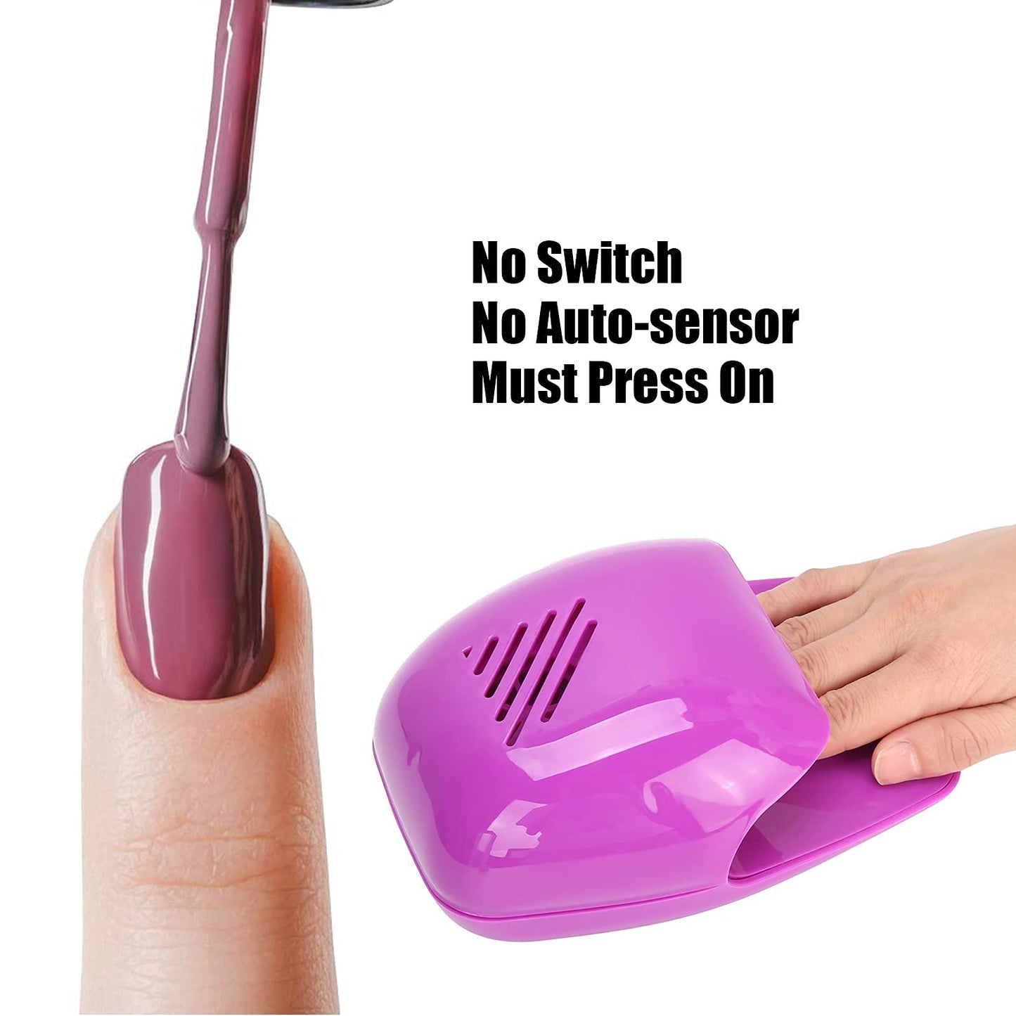 Electric Mini Nail Dryer, Portable Mini Nail Dryer, Beauty Mini Nail Polish Dryer, Suitable for Regular Nail Polish (Purple)