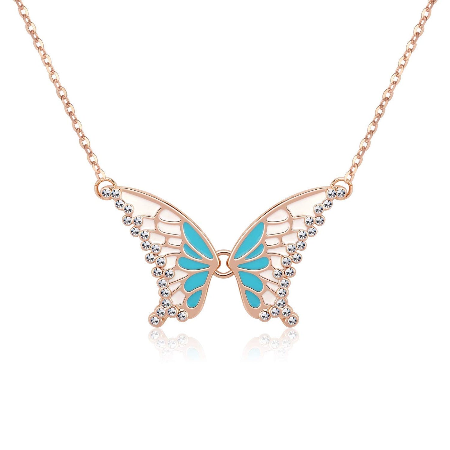 KRUCKEL Sparkling Butterfly Rose Gold Plated Necklace made with Austrian crystals - 5021010