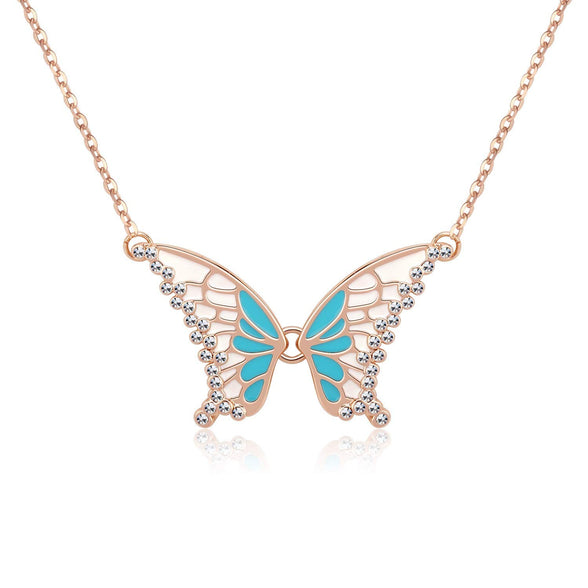 KRUCKEL Sparkling Butterfly Rose Gold Plated Necklace made with Austrian crystals - 5021010