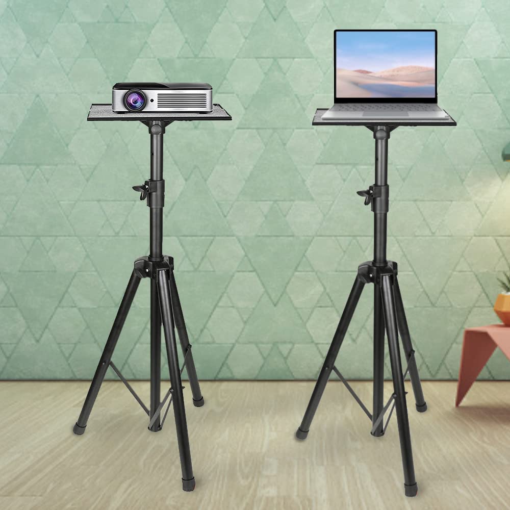 Wownect Projector Tripod Stand, Portable Projector Stand Adjustable Height 40" to 71" Multipurpose Laptop Stand with Phone Holder for Outdoor Movies, Office, Home, Stage with Mount Bracket & Rack Tray