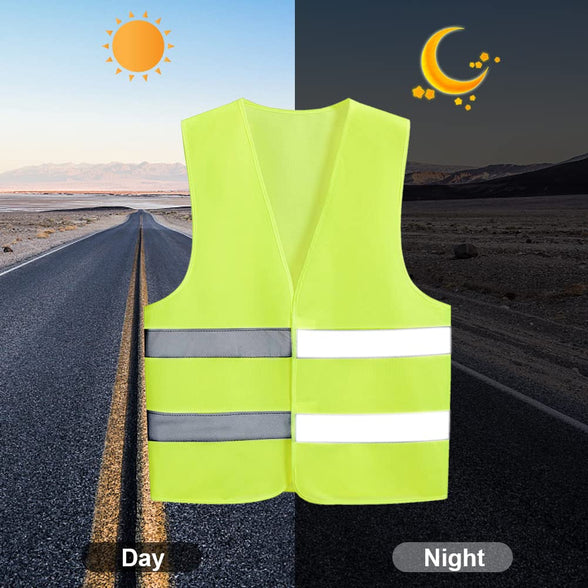 Hi Vis Vests 2 Pcs Hi viz Vests Yellow Reflective Jacket Vest High Vis Vests, High Visibility Safety Waistcoat, One size, High Visibility Reflective Safety Security Vest for Men and Women