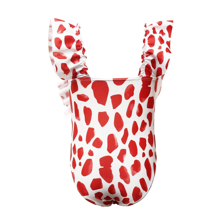 SEIMMIE Baby Girl Ruffle One Piece Swimsuit Cute Strawberry Leopard Bikini Bathing Suit 8Y