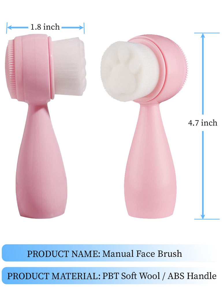 ookizom 2PCS Facial Cleaner Brushes, 2-in-1 Skin Care Silicone Double-Headed Manual Facial Cleansing Brushes - Face Wash Brush for Deep Pore Exfoliation Massaging - Gift for Girls