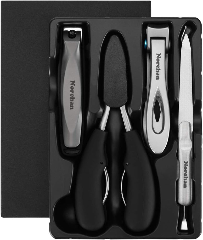 Norchan Large Nail Clippers Set, 5 Pcs Sharp Toenail and Fingernail Clippers for Men and Women (Premium, Big Size, Heavy-Duty Design)