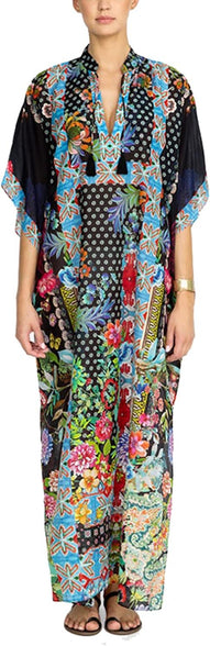 YouKD Maxi Dress V-Neck Kaftan Boho Robes Beach Cover-ups Dress Maxi Garment for Women