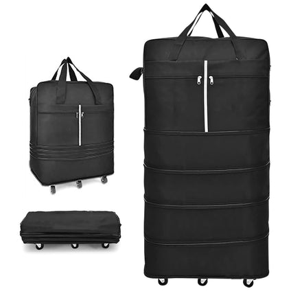 160L Expandable Rolling Wheeled Duffel Bag Foldable Large Capacity Suitcase Extra Oxford Folding Luggage with 6 Durable Rolling Wheel Waterproof Lightweight Luggage Bag for Men Women Home Business