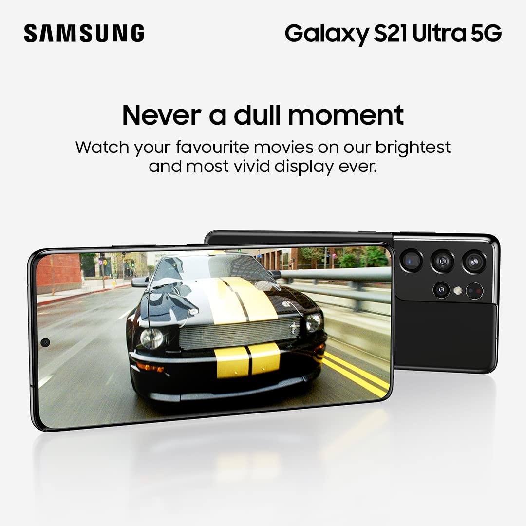 Samsung Galaxy S21 Ultra 5G Smartphone SIM Free Android Mobile Phone Phantom Black 128GB, (UK Version)