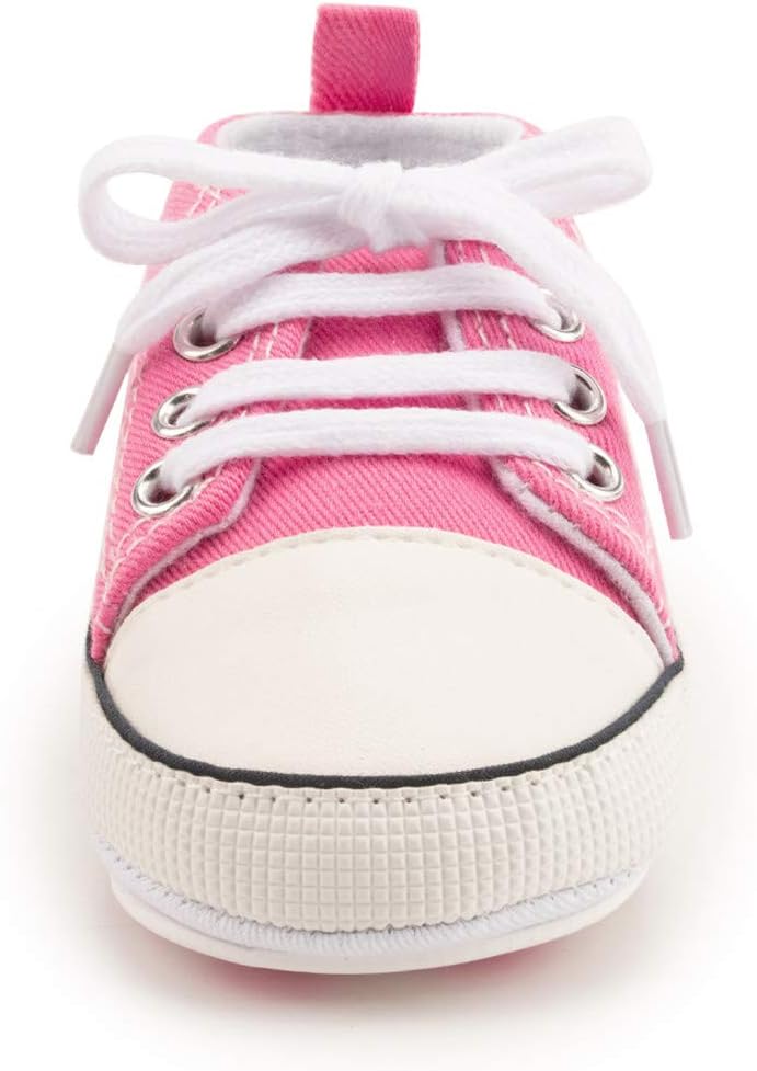 KIDSUN Unisex Baby Boys Girls High Top Sneaker Soft Anti-Slip Sole Newborn Infant First Walkers Canvas Denim Shoes, for 6 Months baby