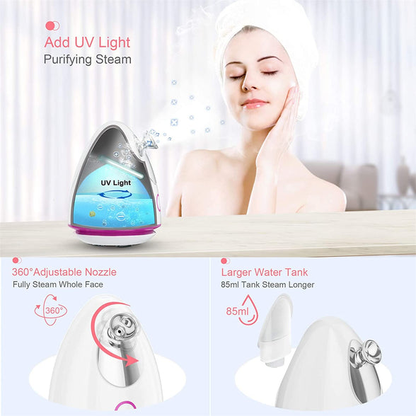 Arabest Facial Steamer, Nano Ionic Face Steamer for Facial Deep Cleaning, Warm Mist Home Spa Portable Humidifier for Men and Women Face Spa Moisturizing Unclogs Pores (Small Mist)