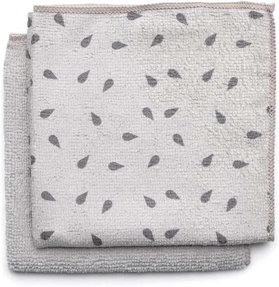 Brabantia 117688 Microfibre Cleaning Cloths (x 2), Machine Washable, Light Grey