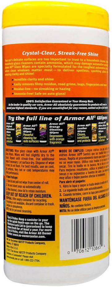 Armor All 10865 Glass Wipes 25 Ct.