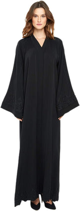 Nukhbaa Womens Premium Abaya Made With Fine Fabric, Comes Matching Hijab AJ714A