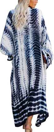 YouKD Summer Long Kaftan Dress Bohemian Roomy Beach Robe Cover Up Plus Size Dress for Women