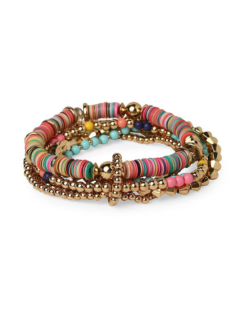 Zaveri Pearls Multicolor Beaded Contemporary Multistrand Stretch Bracelet-Zpfk10874