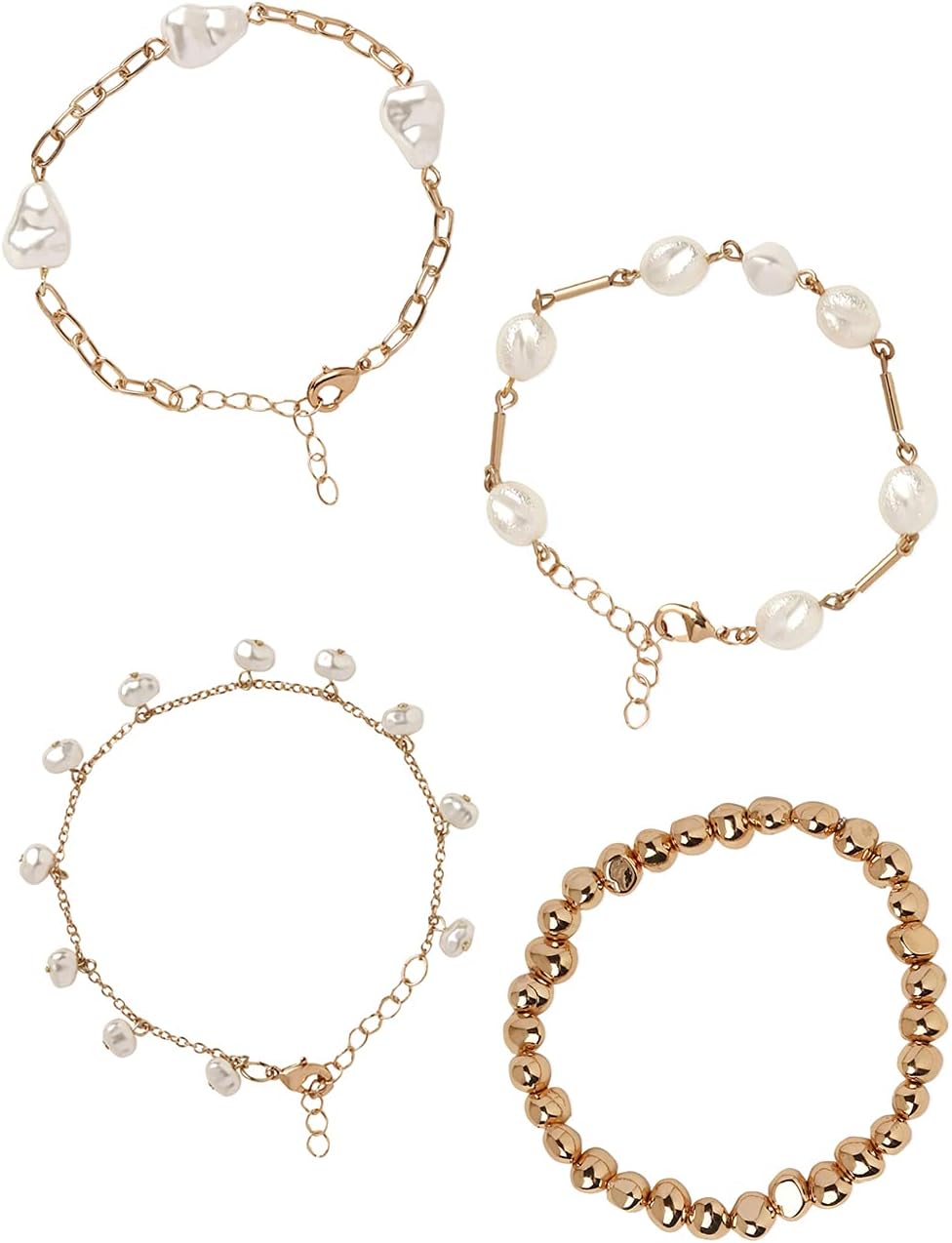 ZAVERI PEARLS Gold Tone Set of 4 Contemporary Bracelets-ZPFK10870