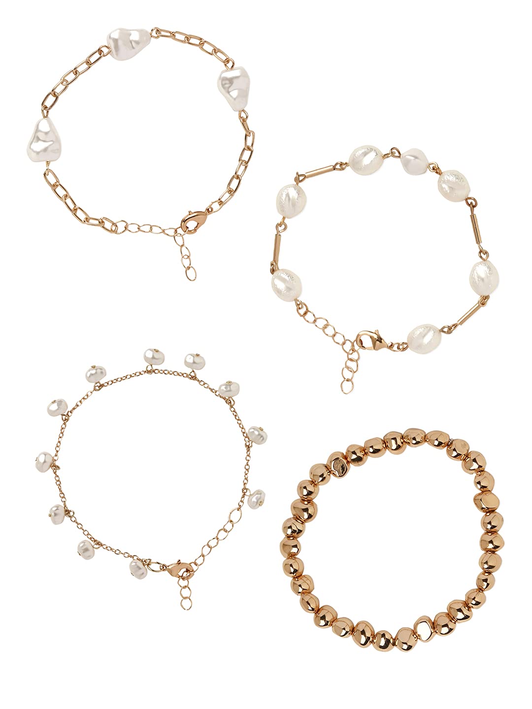 ZAVERI PEARLS Gold Tone Set of 4 Contemporary Bracelets-ZPFK10870