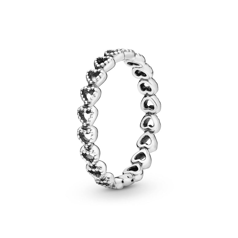 Pandora Moments Women's Sterling Silver Band of Hearts Ring