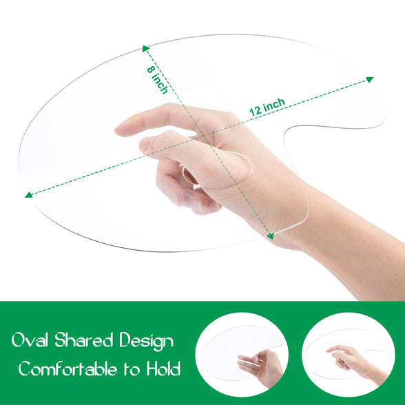 2: لوحة طلاء أكريليك مع ثقب الإبهام ، صينية طلاء شفافة 12x8 بوصة بيضاوية ، سهلة التنظيف منصة فنية غير لاصقة للزيوت الحرفية بألوان مائية لوحة فنية تصنعها بنفسك