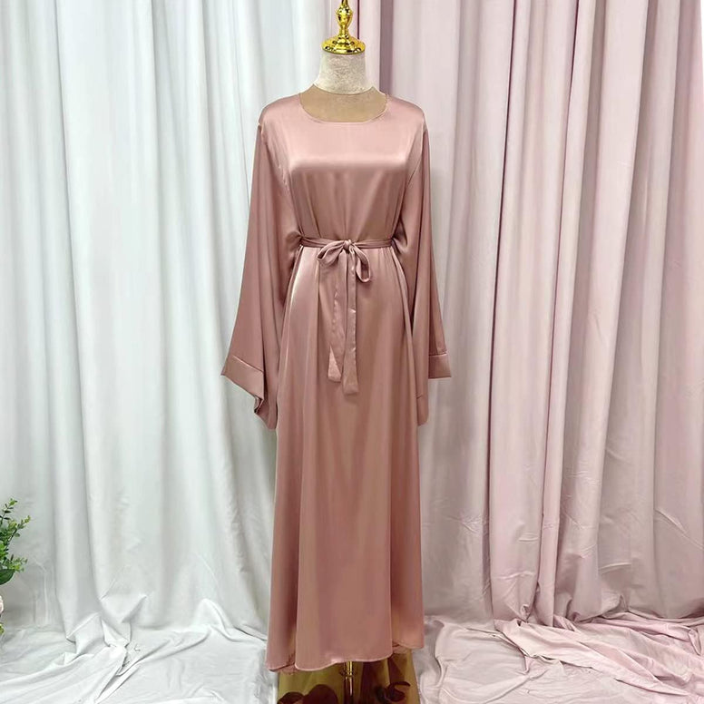 IMEKIS Women Muslim Abaya Long Sleeve Maxi Dress Loose Full Cover East Arabian Robe Dubai Islamic Dubai Prayer Clothes