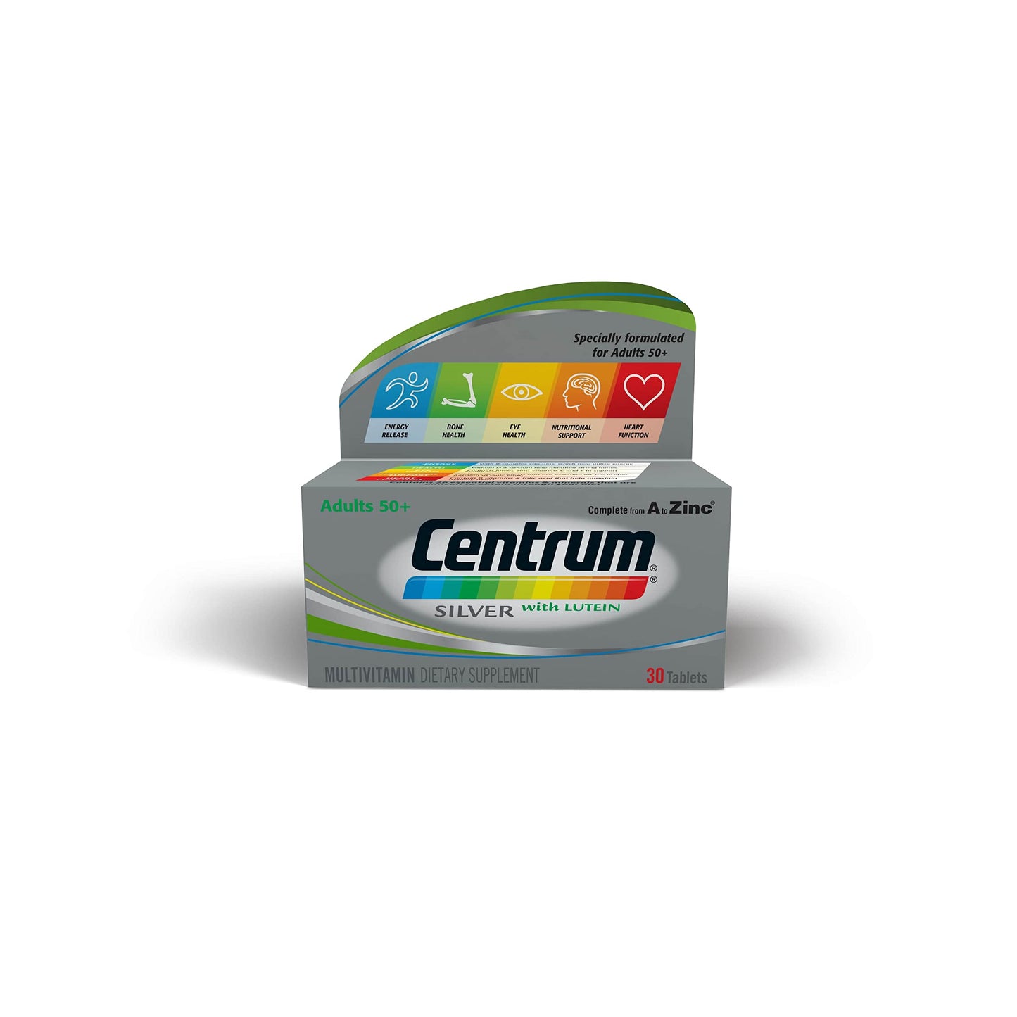 Centrum Silver with Lutein Multivitamin Tablets, Multimineral Supplements, for Adults 50 + with Zinc, Vitamin B, D & Magnesium,30 ct.