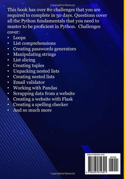 50 Days of Python : A Challenge a Day.: The Ultimate Challenges Book for Python Beginners