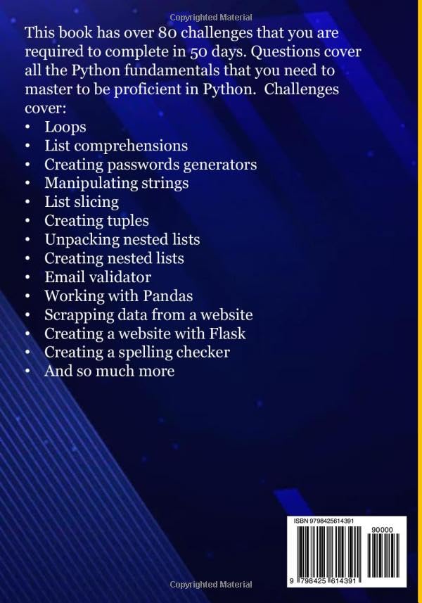 50 Days of Python : A Challenge a Day.: The Ultimate Challenges Book for Python Beginners