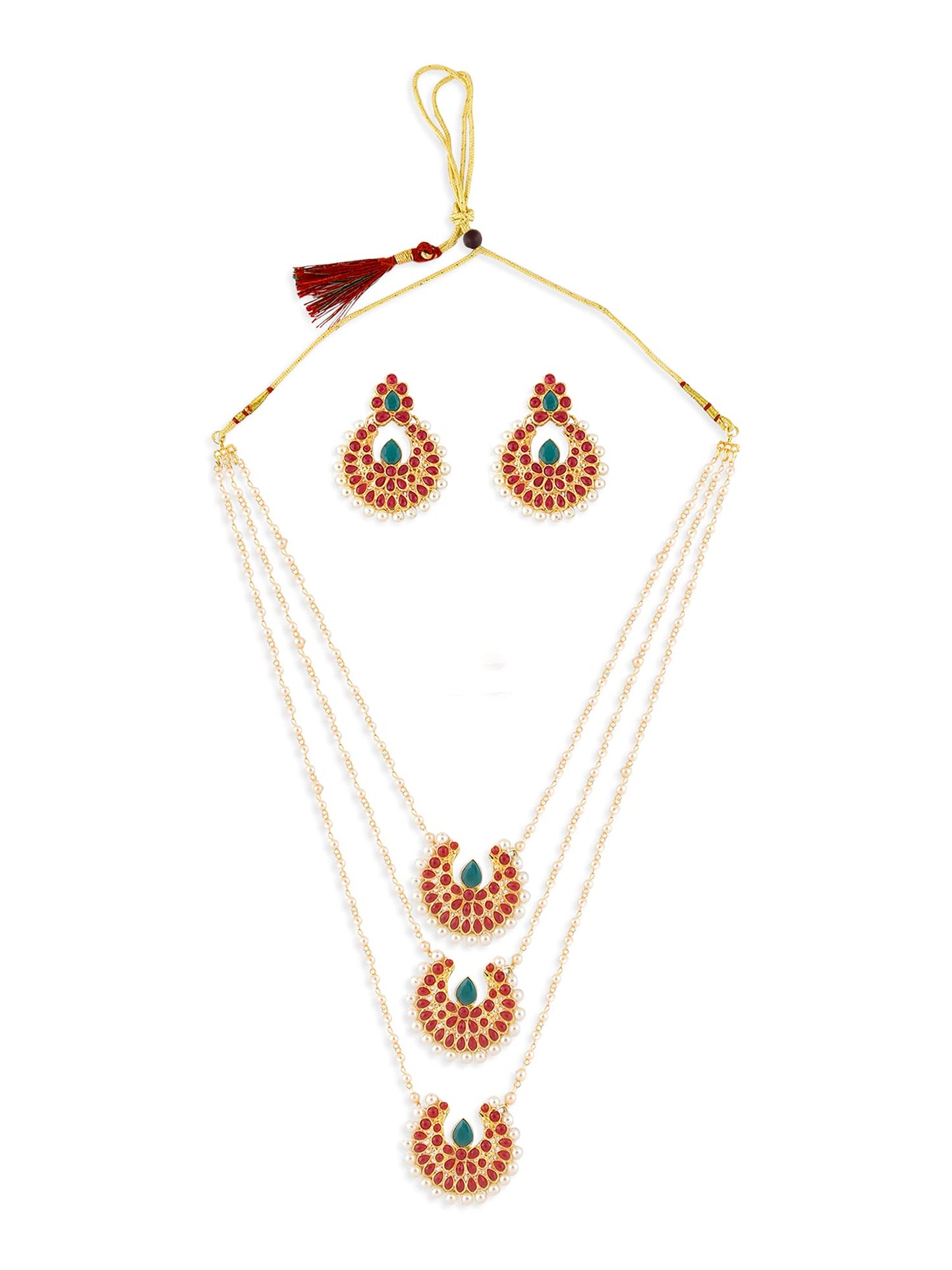 Zaveri Pearls Jewellery Set for Women (Pink) (ZPFK9223)