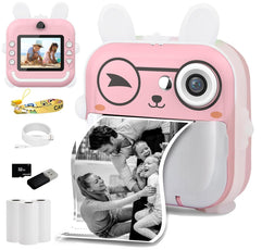 Kids Camera,Instant Camera Toddler Digital Camera with 1080P HD Video Camera,2.4"IPS Screen Printing Instant Camera for Girls Boys 3-12, 24MP Camera with Phone Connected 32GB Card