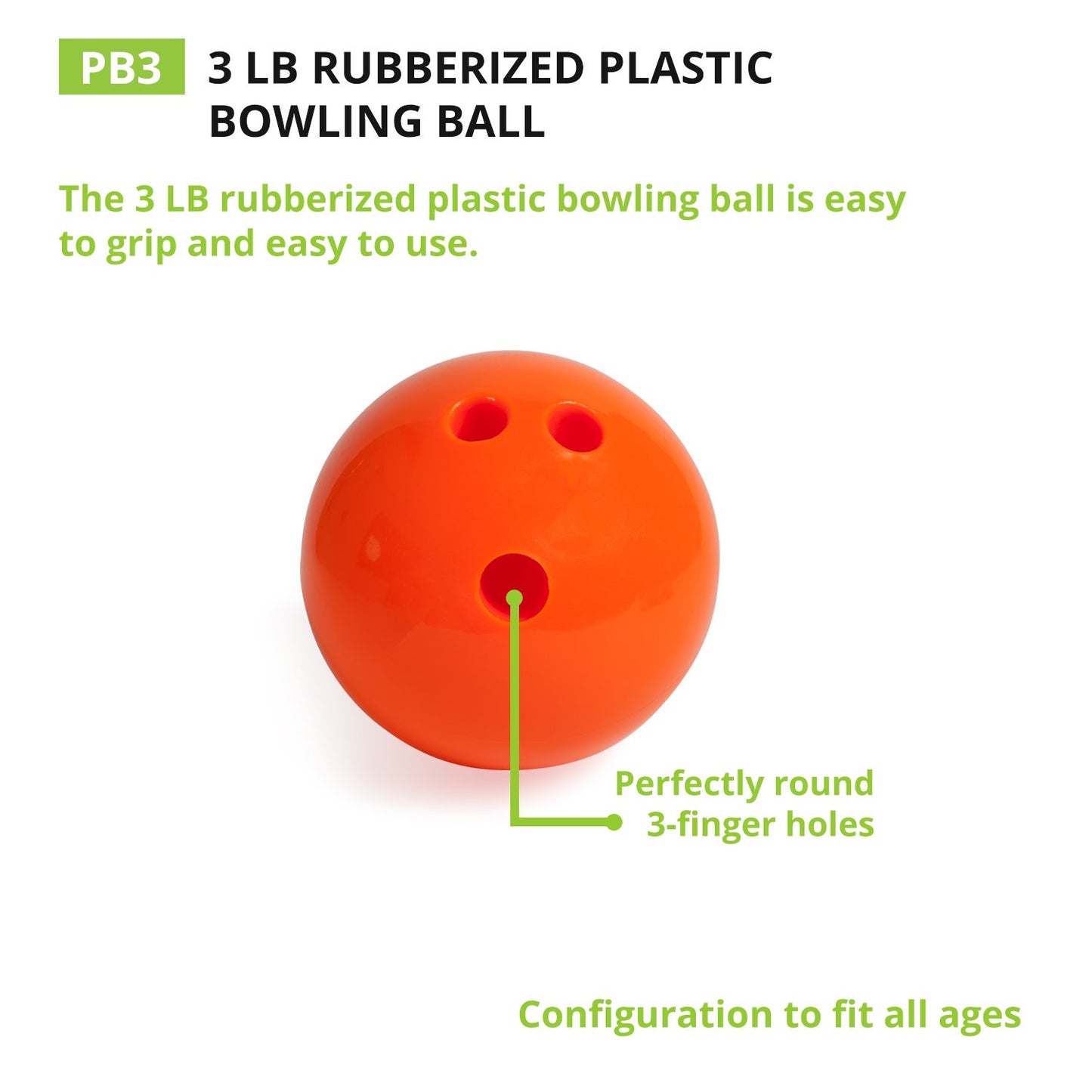 Champion Sports Plastic Bowling Ball: Rubberized Soft Ball for Training & Kids Games, Orange