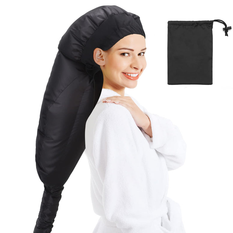 Hair Dryer Bonnet - Upgraded Hooded Hair Dryer with Adjustable Extra Large Bonnet More Easy to Enjoy Styling, Curling and Hair Deep Conditioning, with Free Carrying Case Portable Hair Drye Cap(Black)