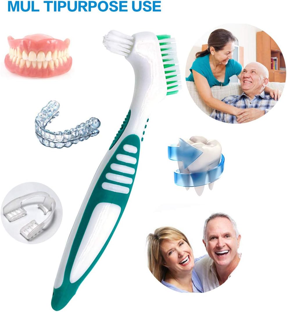 Mckkor Premium Hygiene Denture Cleaning Brush Set, Multi-Layered Bristles & Ergonomic Rubber Handle, for Denture Care(Pack of 2)