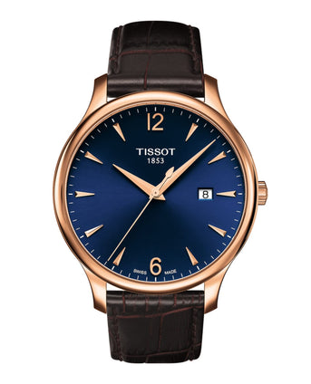 Tissot mens Tradition Stainless Steel Dress Watch Rose Gold T0636103604700