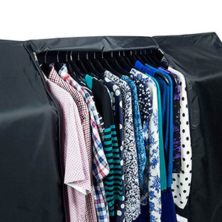 Hangerworld 6 ft Single Waterproof Nylon Garment Rail Cover Double Zip for Easy Access, Black