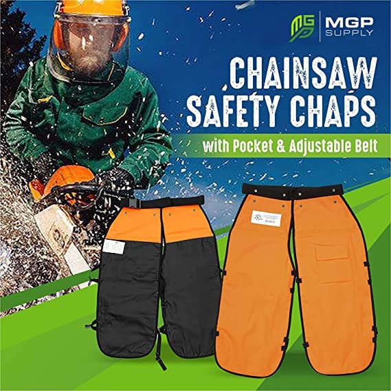 FORESTER Chainsaw Chaps For Men - Apron Style, Adjustable Belt - Chain Saw Chaps For Men