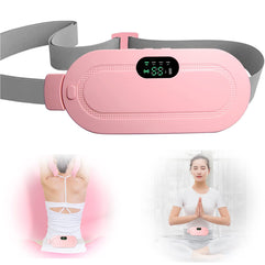 KASTWAVE Portable Cordless Heating Pad, Electric Waist Belt Device, Fast Heating Pad with 3 Heat Levels and 4 Massage Modes, Back or Belly Heating Pad for Women and Girl(Pink)