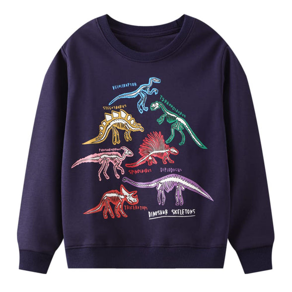 Toddler Boys Sweatshirts Kids Cotton Long Sleeve Crewneck Pullover Cartoon Print Shirts 2-7T