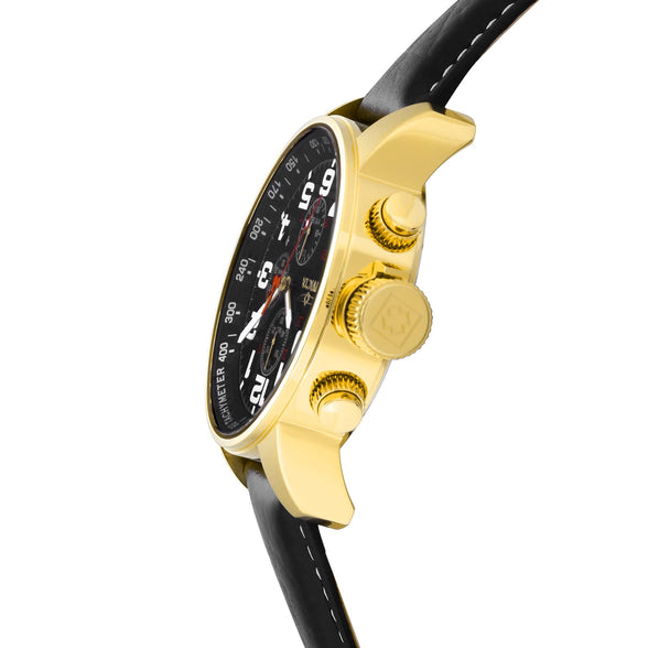 Invicta Men's I-Force Left Handed Quartz Watch with Leather Strap, Black (Model: 3330), Black, 3330
