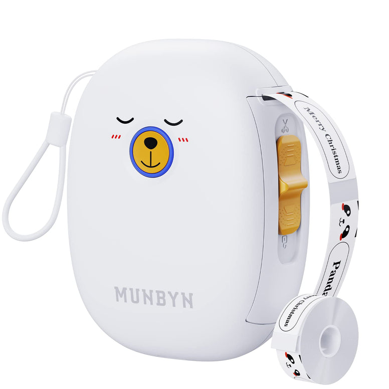 MUNBYN Bluetooth Label Maker صانع التسمية, Portable Label Maker Machine with Tape Thermal Label Printer with 1 Roll Label Tape, Name Price Date Sticker Tag Printer for Home Office