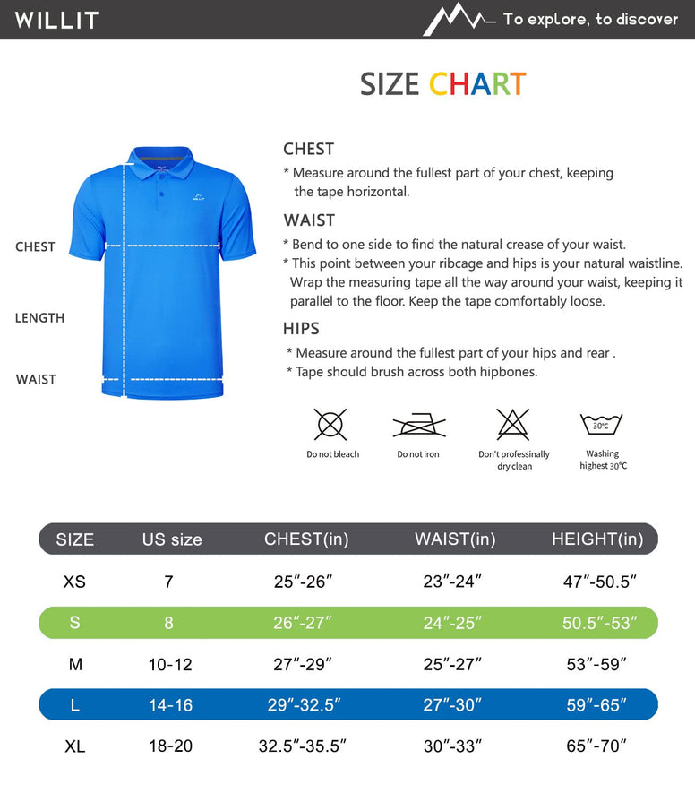 Willit Boys' Golf Polo Shirts Short Sleeve Youth Athletic Shirts Kids Quick Dry Active Shirts UPF 50+