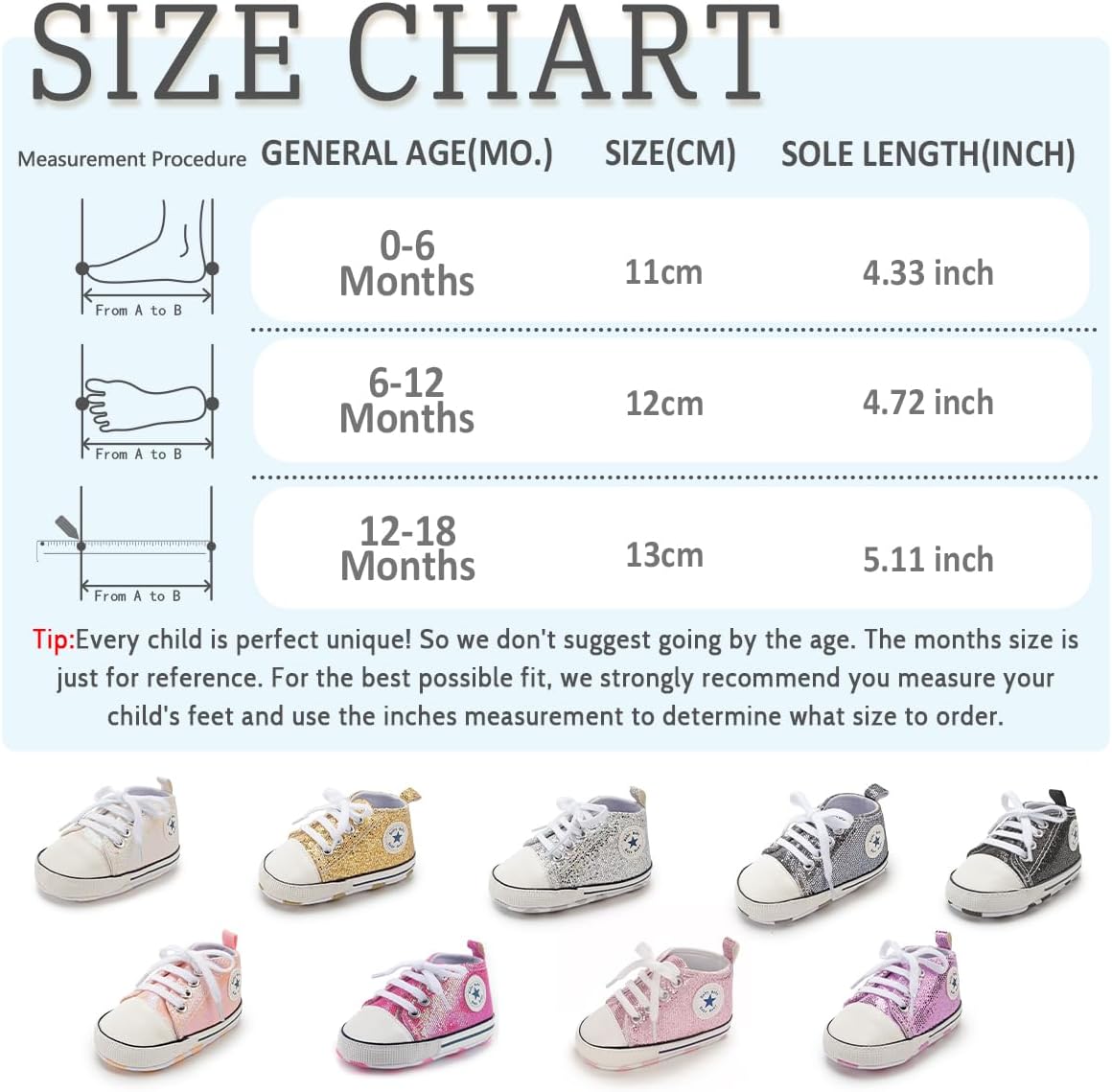 Meckior Baby Girls Boys Canvas Sneakers Soft Sole High-Top Ankle Infant First Walkers Crib Shoes, for 6 Months baby