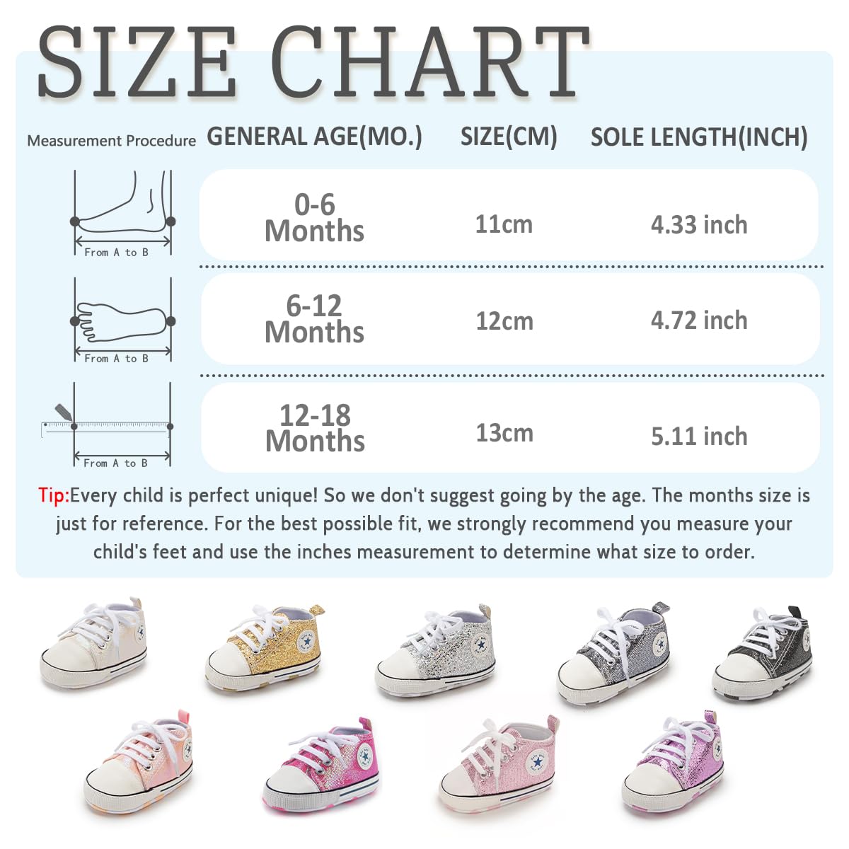 Meckior Baby Girls Boys Canvas Sneakers Soft Sole High-Top Ankle Infant First Walkers Crib Shoes, for 6 Months baby