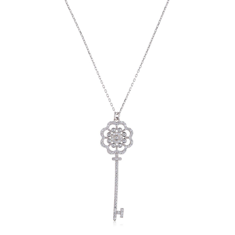Alwan Silver Long Necklace for Women - EE5362HS