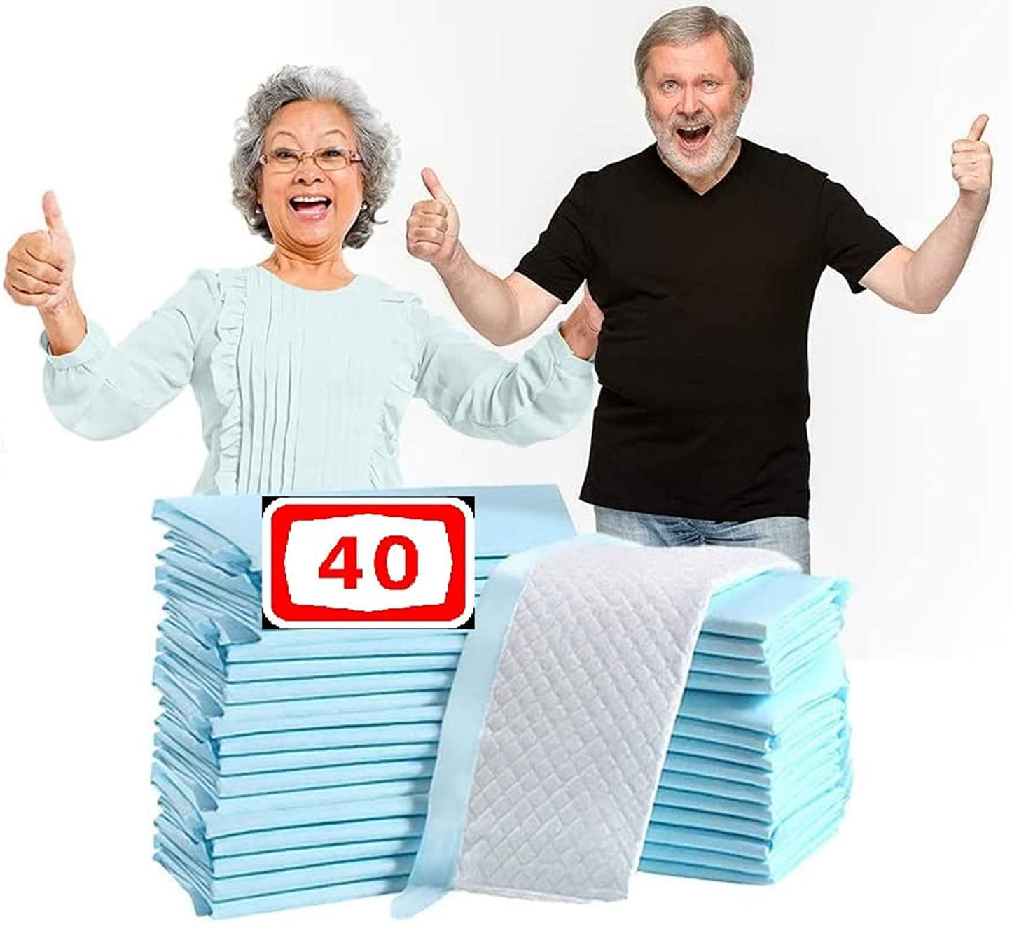 40-Pieces Packed in 4 Pouches Cherry Medical Supply 60 cm x 90 cm XL Disposable Underpads, Incontinence Pads, Chux, Bed Covers, Puppy Training Thick, Super Absorbent Protection for Kids Adults Elderly